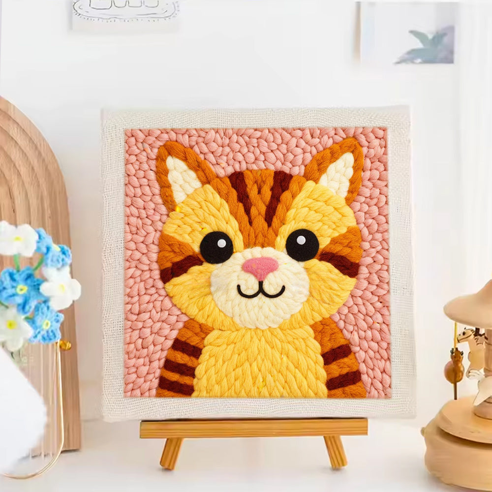 Tabby Cat Punch Needle Embroidery Kits