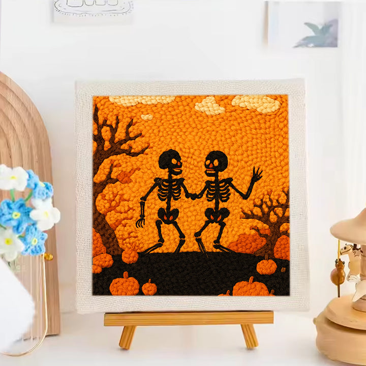 Halloween Skeletons Love Punch Needle Embroidery Kits