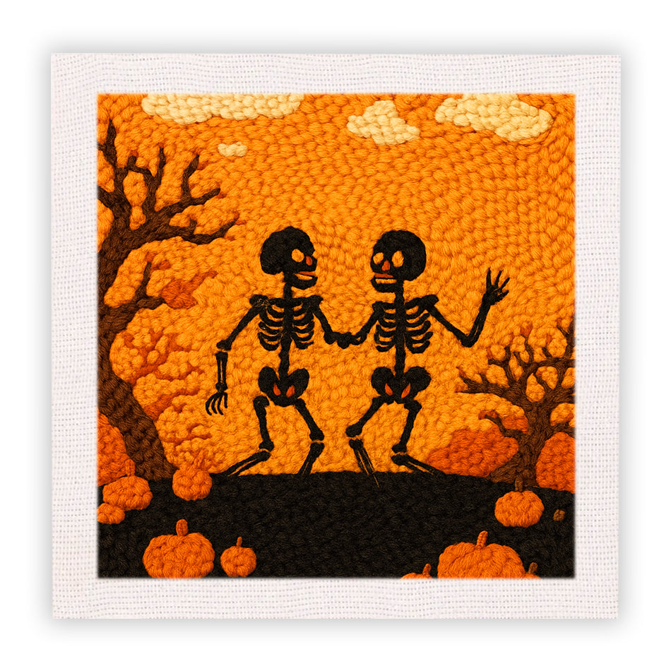 Halloween Skeletons Love Punch Needle Embroidery Kits