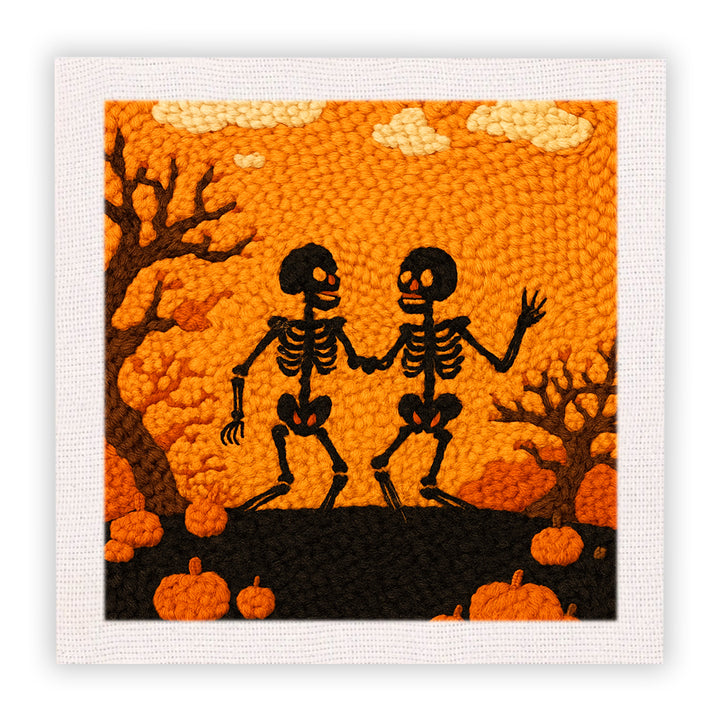 Halloween Skeletons Love Punch Needle Embroidery Kits