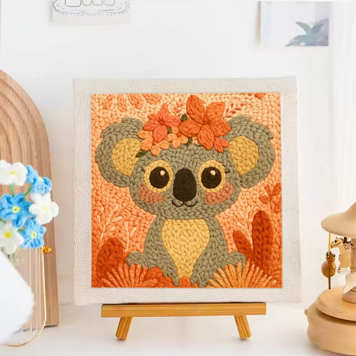 Koala with Flower Punch Needle Embroidery Kits