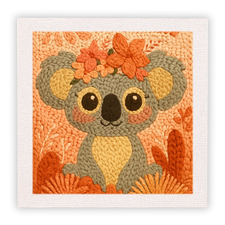 Koala with Flower Punch Needle Embroidery Kits