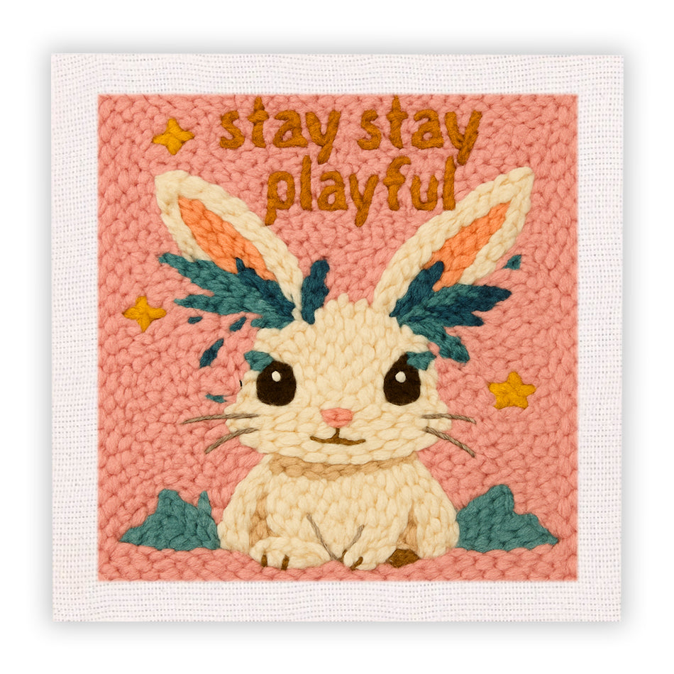 Playful Bunny Punch Needle Embroidery Kits