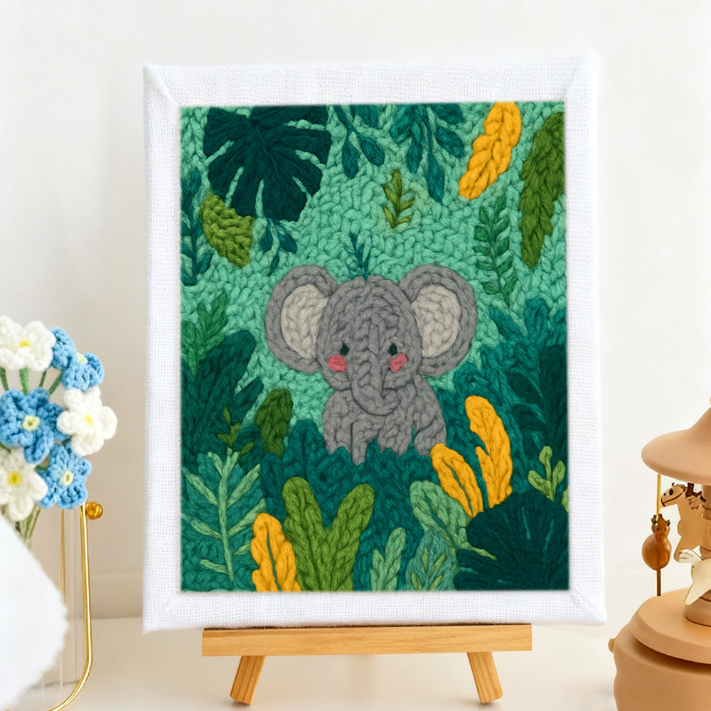 Jungle Elephant Punch Needle Embroidery Kits