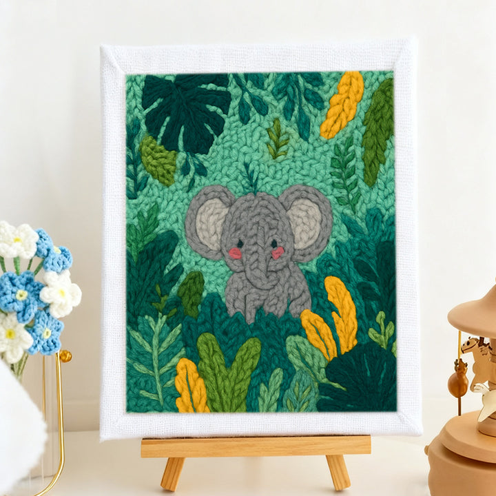 Jungle Elephant Punch Needle Embroidery Kits