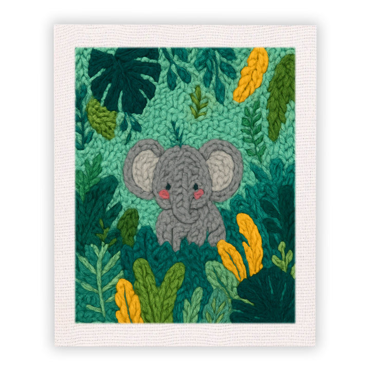 Jungle Elephant Punch Needle Embroidery Kits