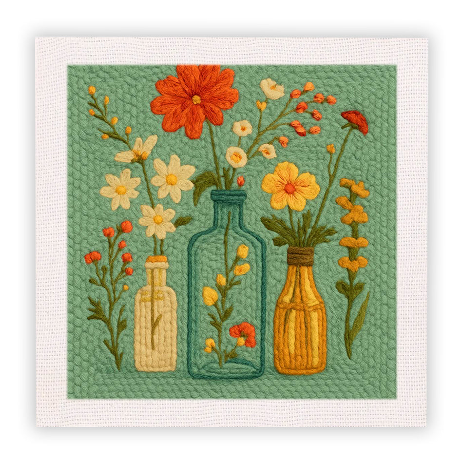 Flower Vases Punch Needle Embroidery Kits