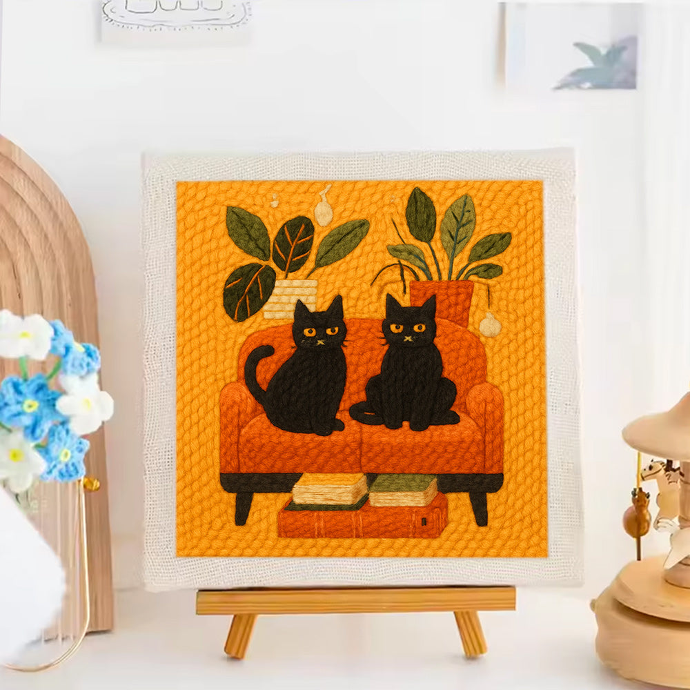 Two Black Cats Punch Needle Embroidery Kits