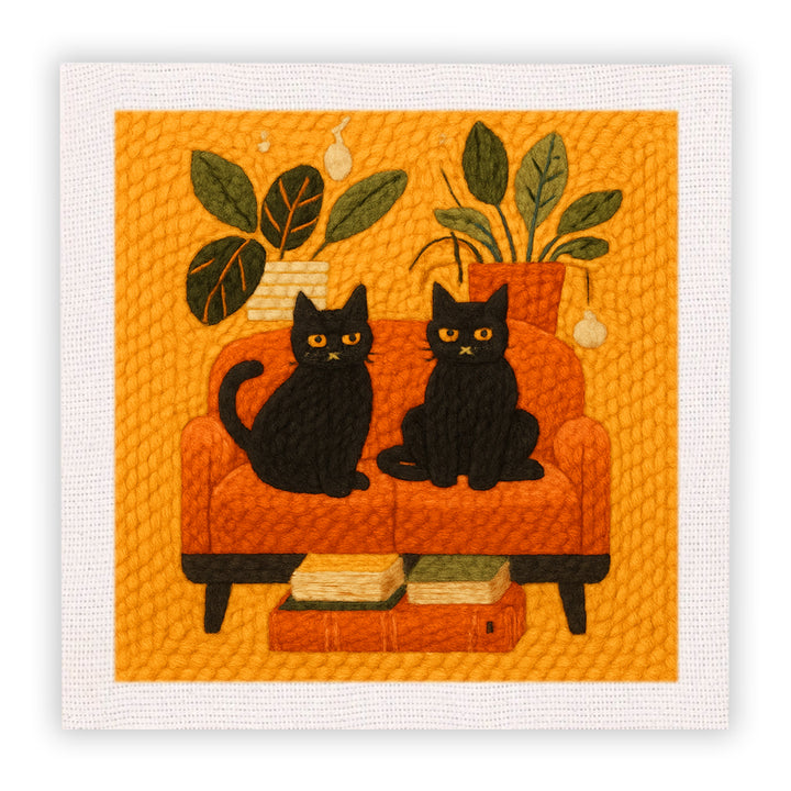 Two Black Cats Punch Needle Embroidery Kits