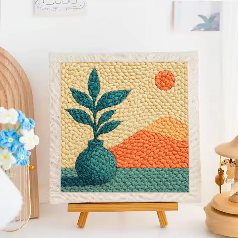 Plant Vase & Mountain Punch Needle Embroidery Kits