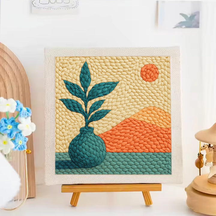 Plant Vase & Mountain Punch Needle Embroidery Kits