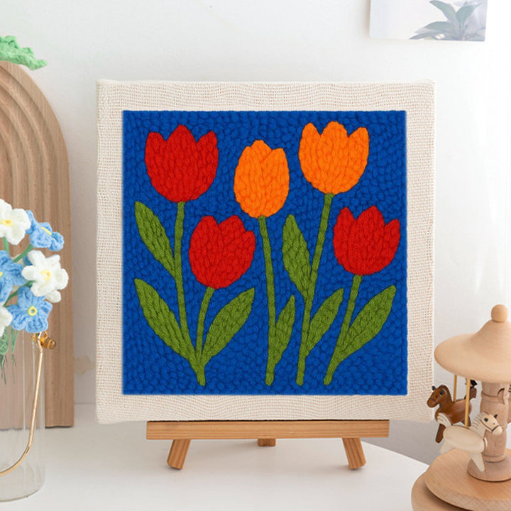 Red & Orange Tulips Punch Needle Embroidery Kits