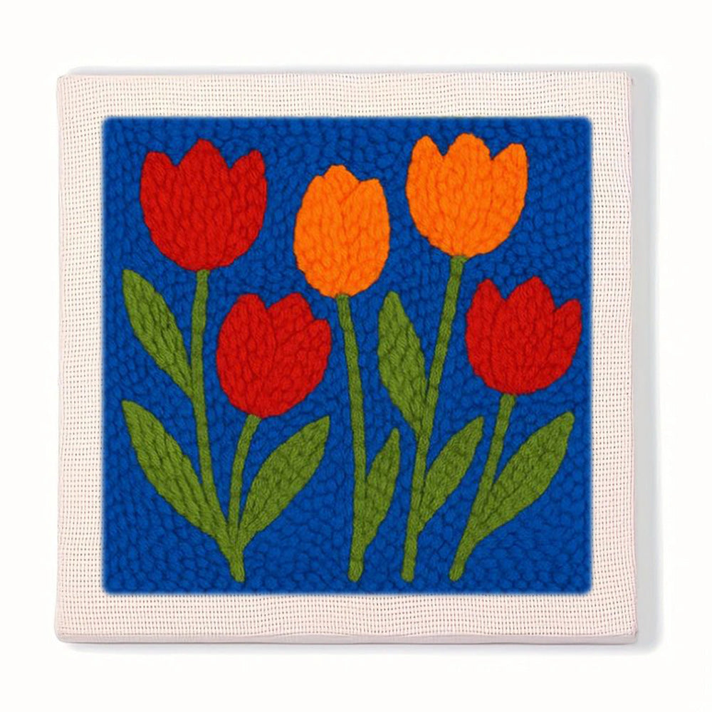 Red & Orange Tulips Punch Needle Embroidery Kits