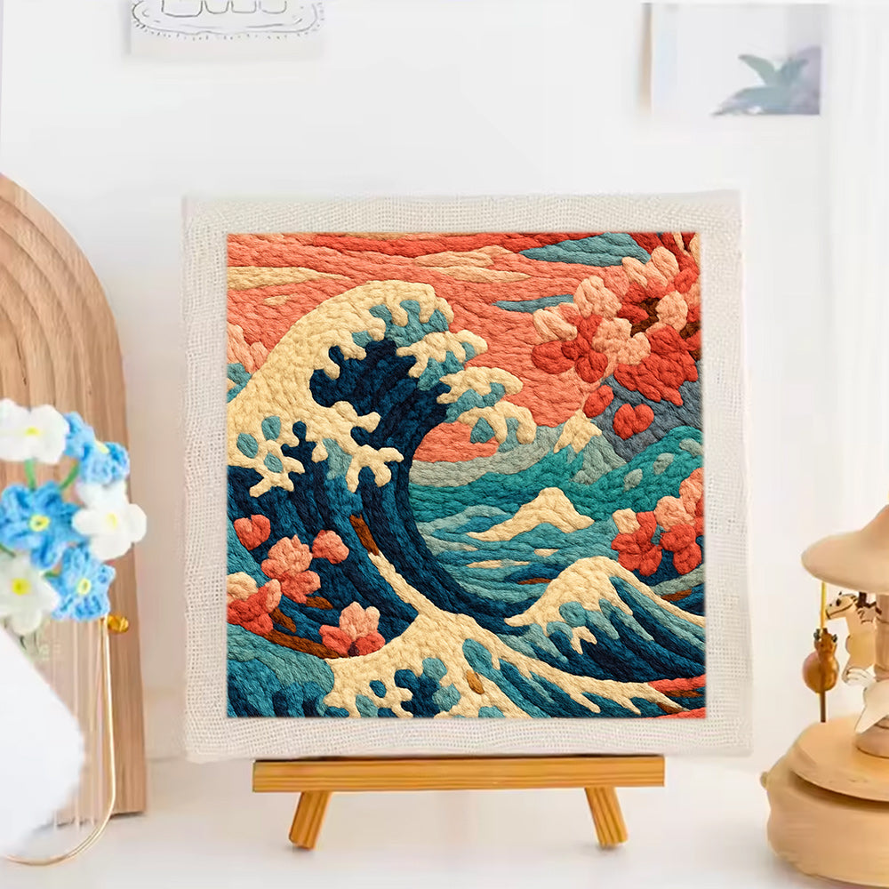 Flowers and Waves Punch Needle Embroidery Kits