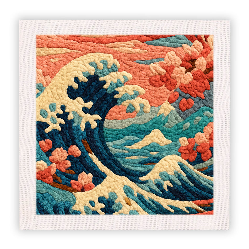 Flowers and Waves Punch Needle Embroidery Kits