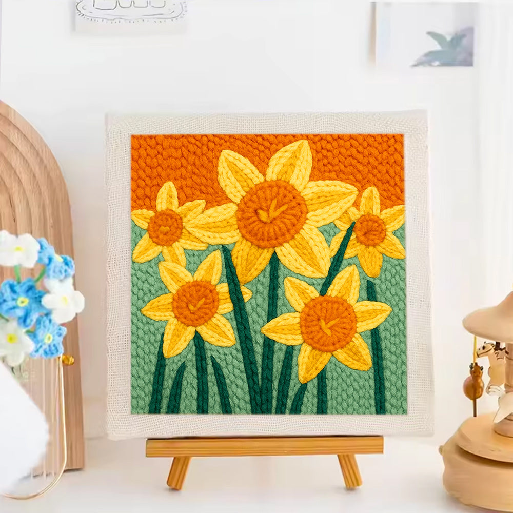 Small Yellow Flowers Punch Needle Embroidery Kits