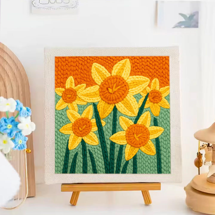 Small Yellow Flowers Punch Needle Embroidery Kits