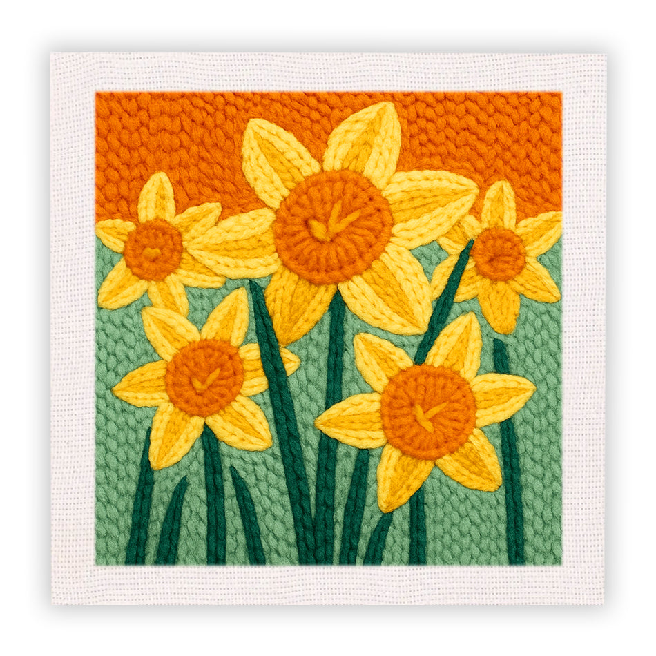 Small Yellow Flowers Punch Needle Embroidery Kits