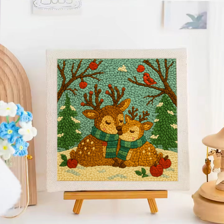 Winter Deer Scene Punch Needle Embroidery Kits