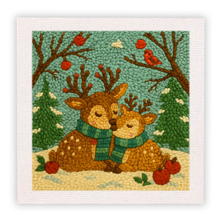 Winter Deer Scene Punch Needle Embroidery Kits