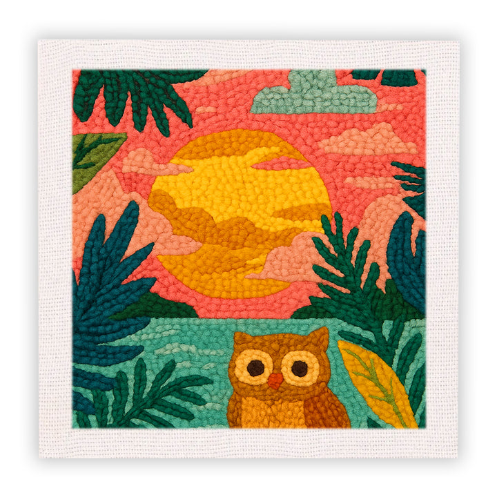 Tropical Owl Sunset Punch Needle Embroidery Kits