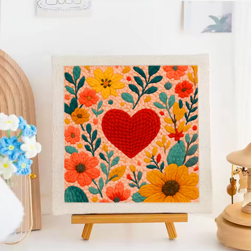 Floral Heart Punch Needle Embroidery Kits