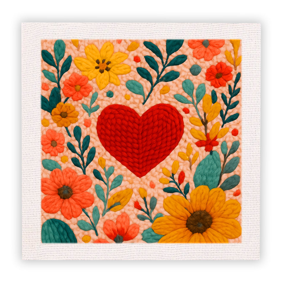 Floral Heart Punch Needle Embroidery Kits