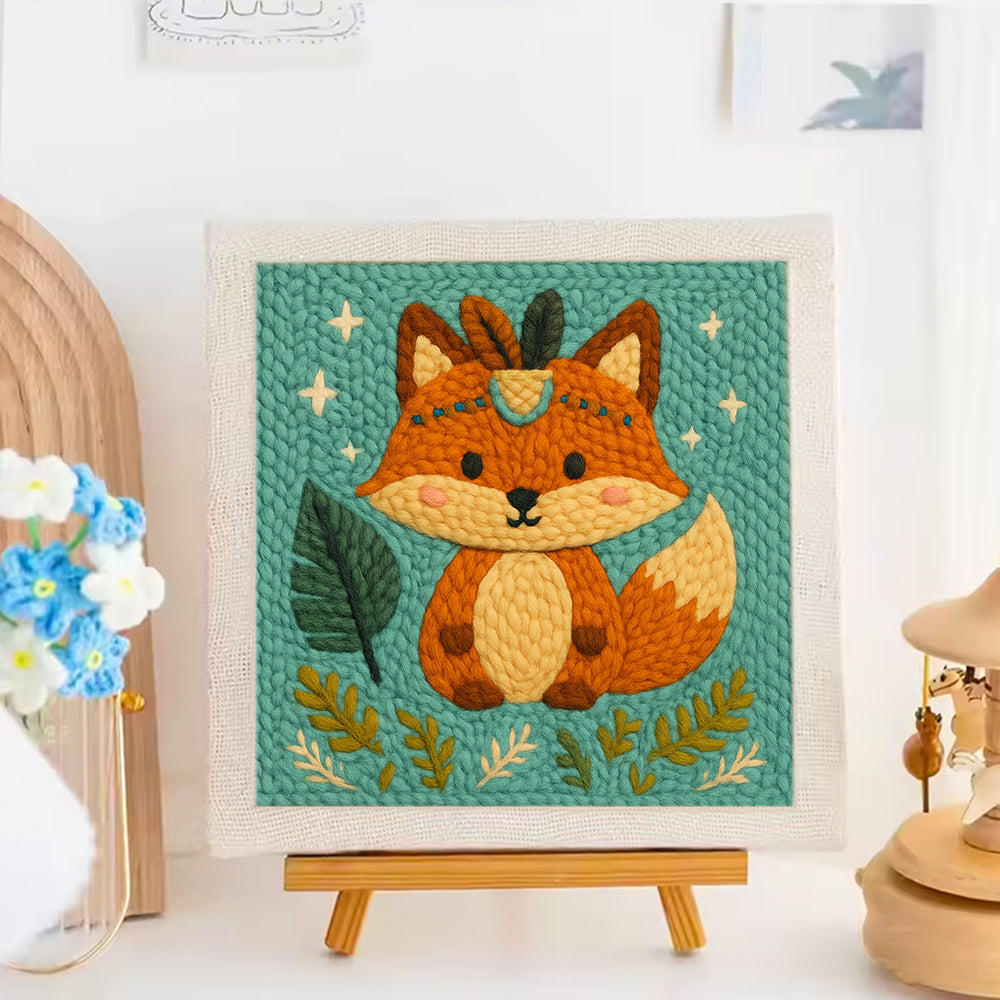 Cartoon Fox Punch Needle Embroidery Kits