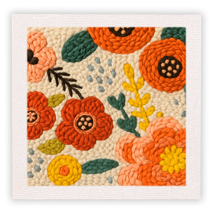 Warm Tone Floral Punch Needle Embroidery Kits