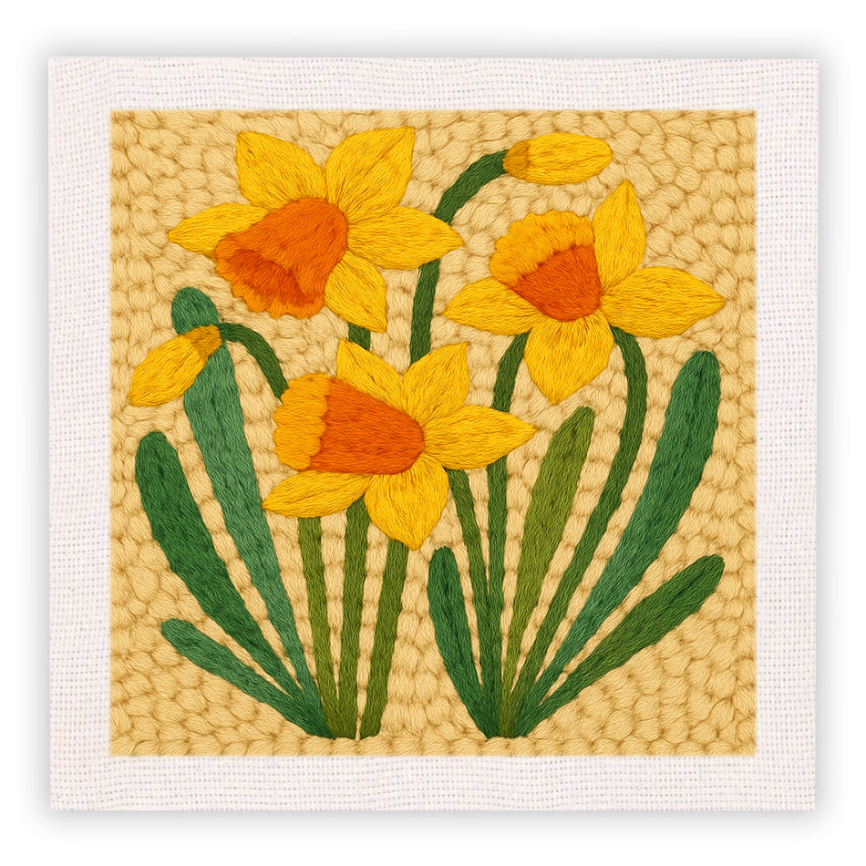 Yellow Daffodils Punch Needle Embroidery Kits