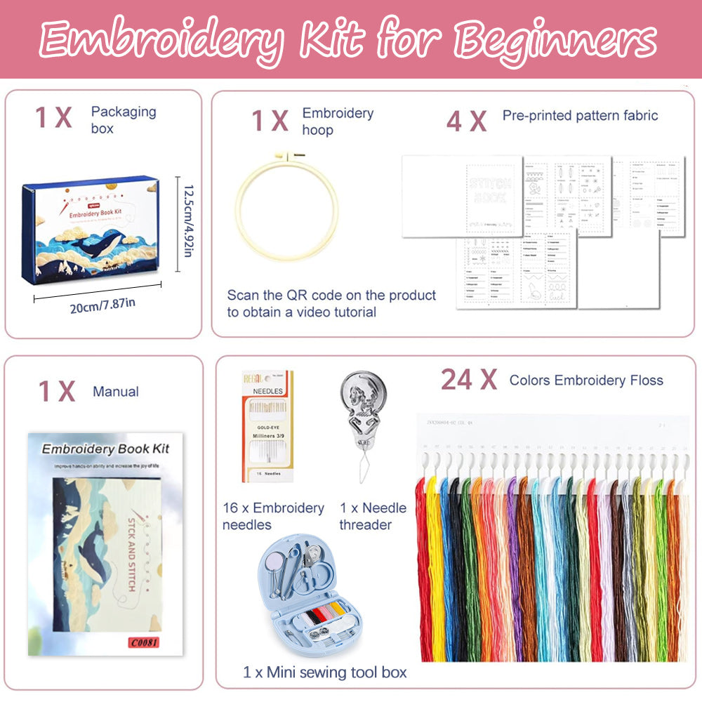 Creative Hand Stitch Tutorials DIY Embroidery Book Cross Stitch Book Box Set
