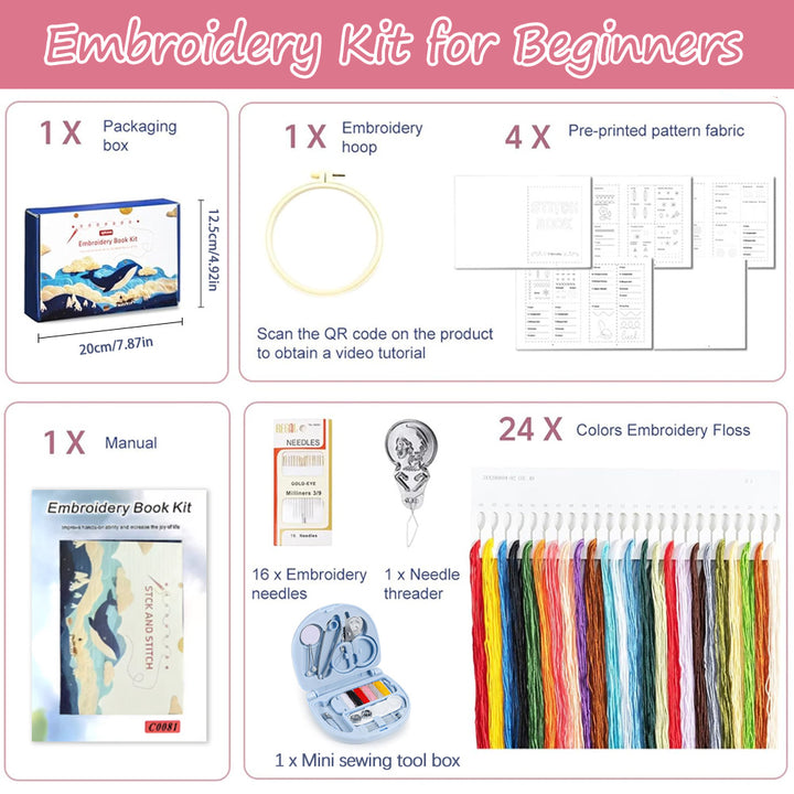 Creative Hand Stitch Tutorials DIY Embroidery Book Cross Stitch Book Box Set