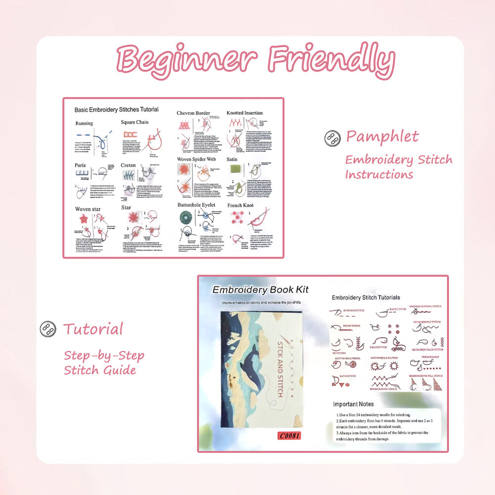 Creative Hand Stitch Tutorials DIY Embroidery Book Cross Stitch Book Box Set