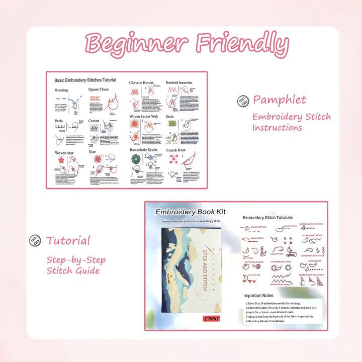 Creative Hand Stitch Tutorials DIY Embroidery Book Cross Stitch Book Box Set