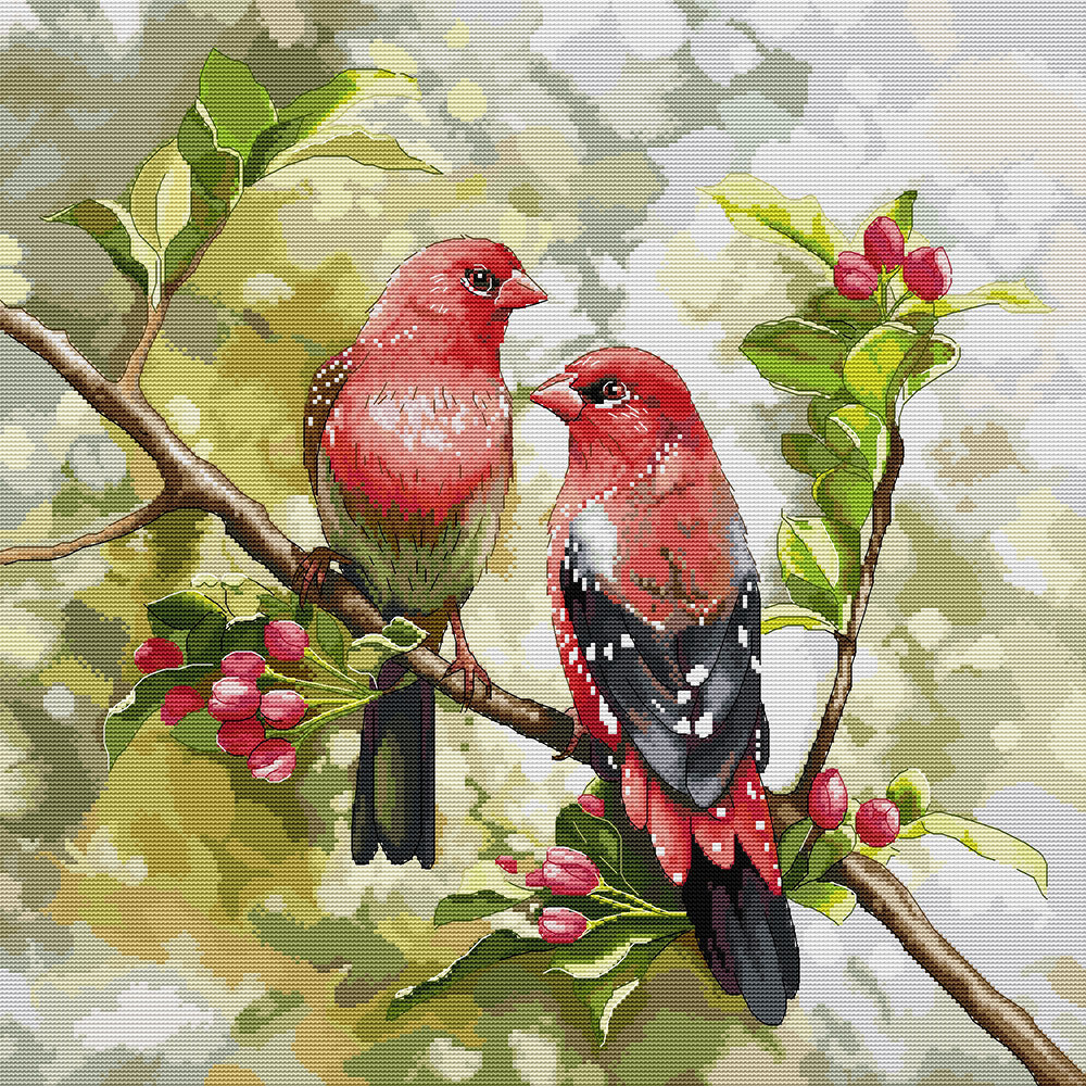 A Pair of Birds on A Branch  Cross Stitch Kits