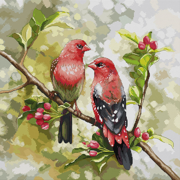 A Pair of Birds on A Branch  Cross Stitch Kits