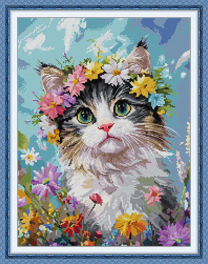 Kitten With Wreath Cross Stitch Kits