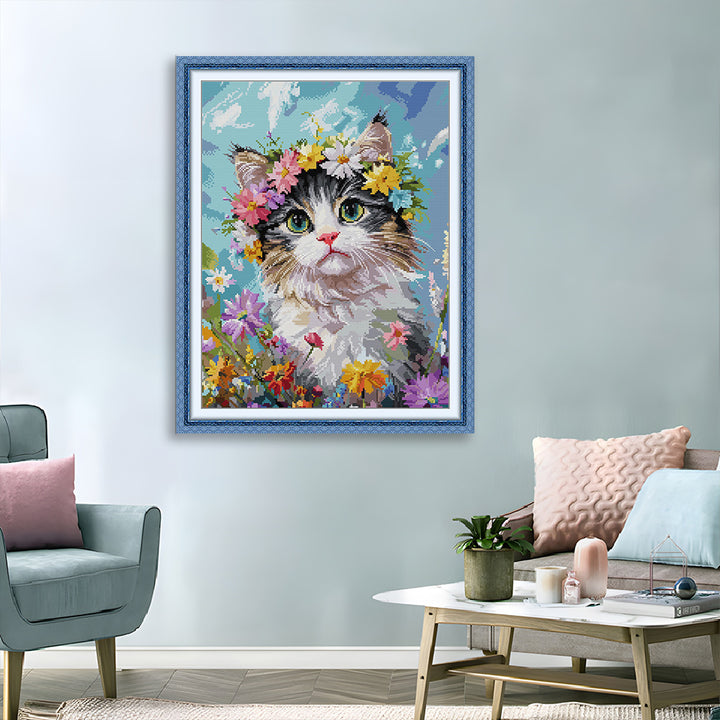 Kitten With Wreath Cross Stitch Kits