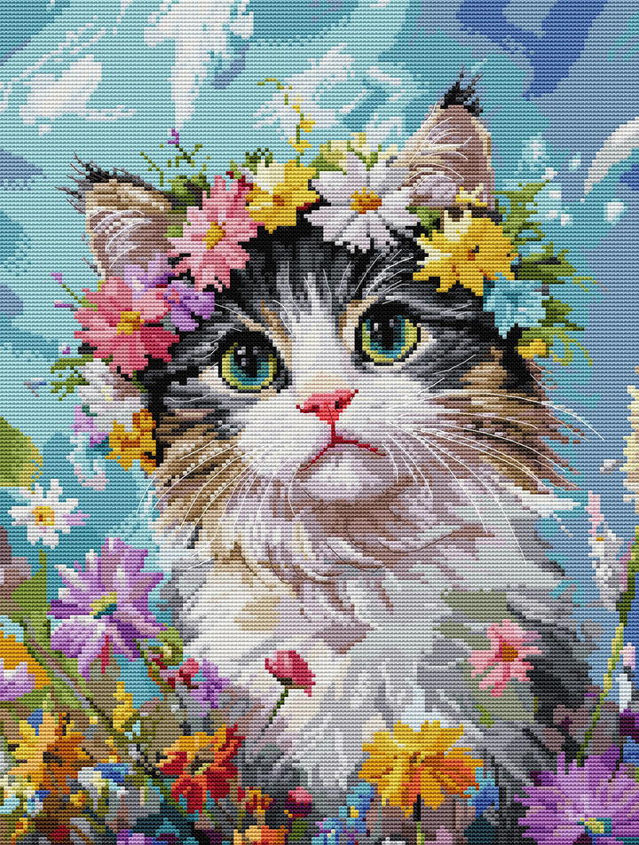 Kitten With Wreath Cross Stitch Kits