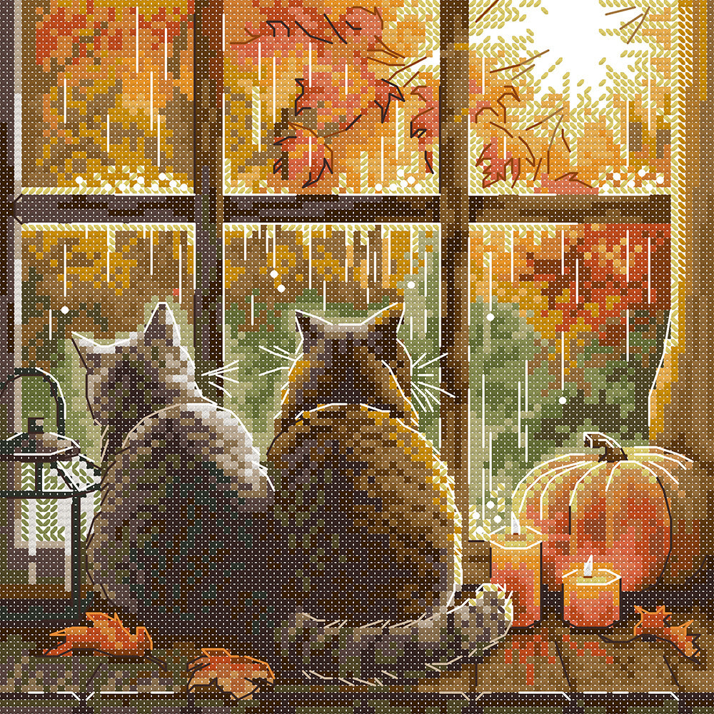 Two Cats on The Windowsill Cross Stitch Kits