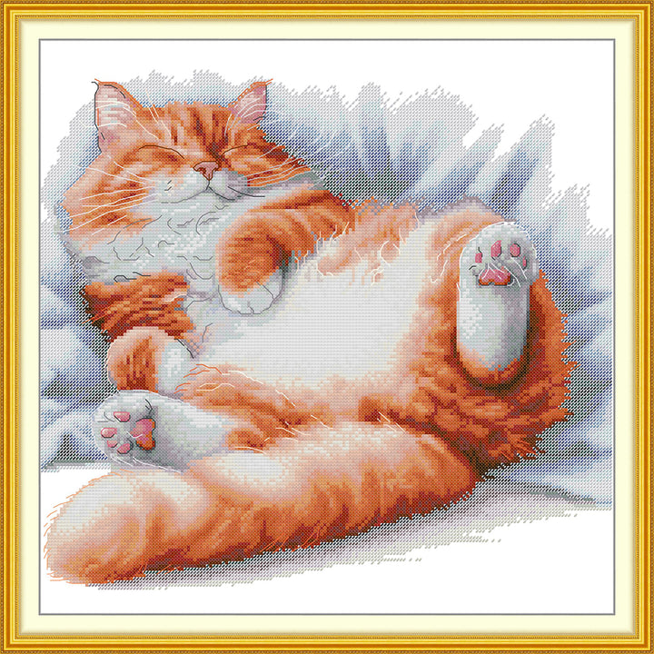 Sleeping Orange Cat Cross Stitch Kits