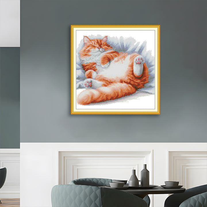 Sleeping Orange Cat Cross Stitch Kits