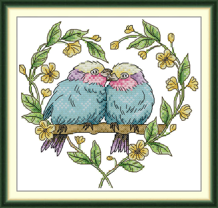 Bird in The Heart Wreath Cross Stitch Kits