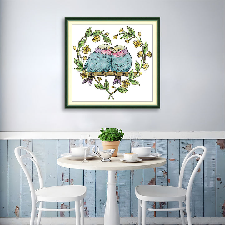 Bird in The Heart Wreath Cross Stitch Kits