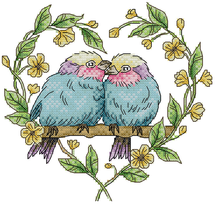 Bird in The Heart Wreath Cross Stitch Kits