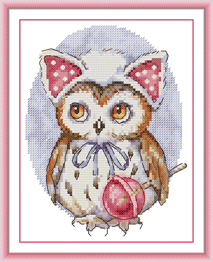 Cute Owl Holding A Lollipop Cross Stitch Kits