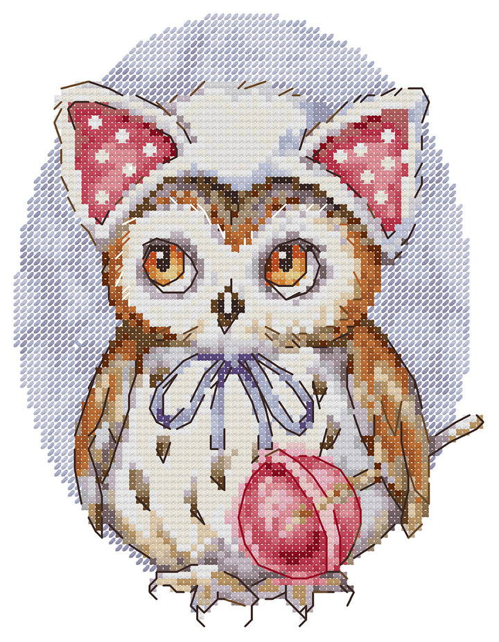 Cute Owl Holding A Lollipop Cross Stitch Kits
