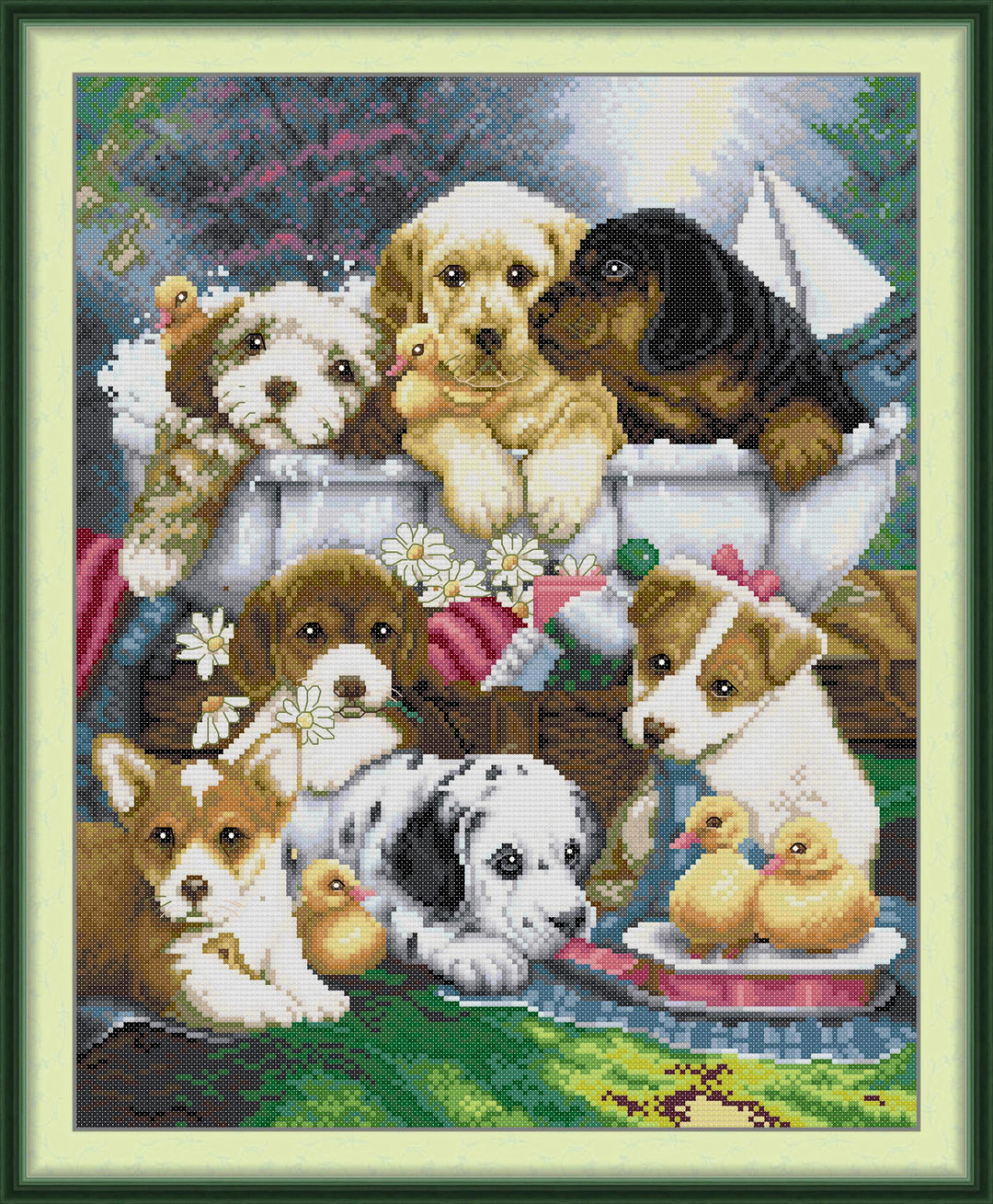 Dog Bathing Time Cross Stitch Kits