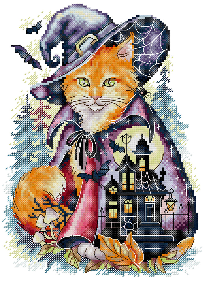 Halloween Castle and Cat Cross Stitch Kits