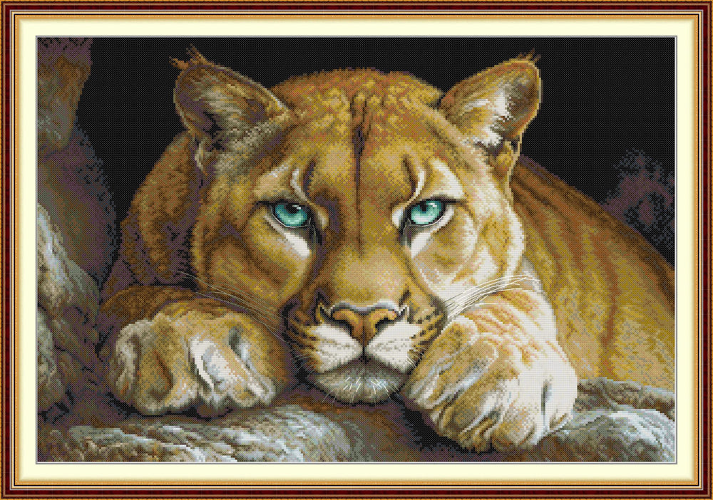Resting Cougar Cross Stitch Kits